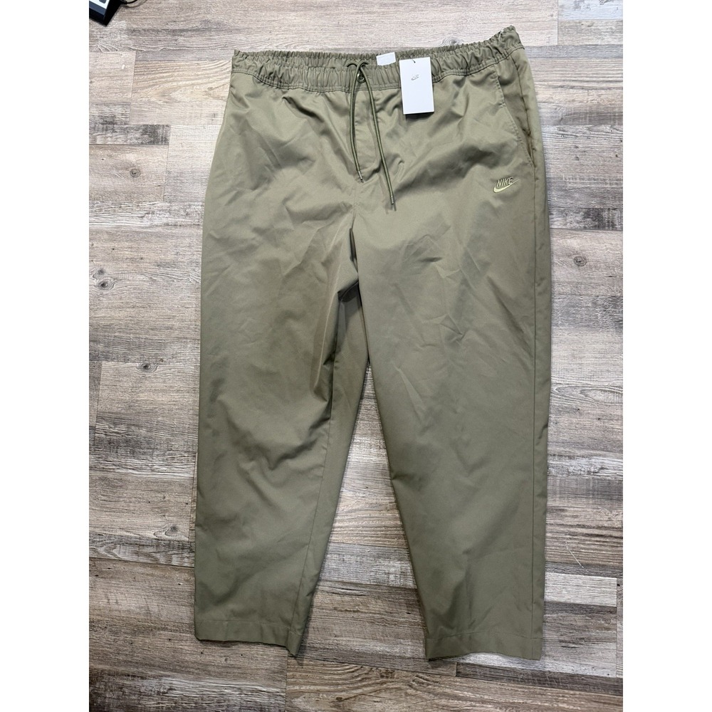 Nike Club Woven Tapered Leg Chino Pants Men's 2XL Olive Green Pockets HJ1997-222